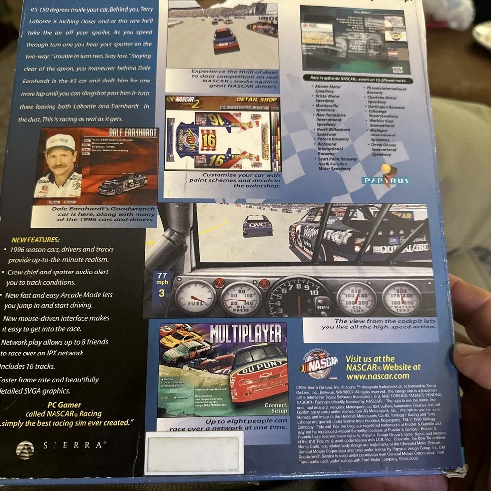 SIERRA NASCAR  RACING 2 PC VIDEO GAME VINTAGE 1994 / NEW OPEN BIG BOX *Great!*